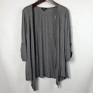 AGB 2X Plus Gray Open Front Cardigan Sweater
